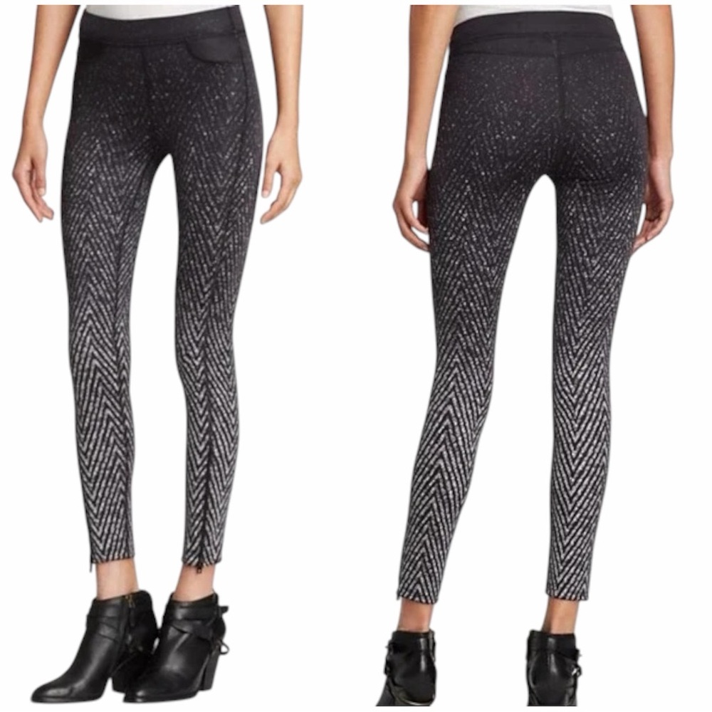 Rag & Bone Lawson Leggings High-Rise Chevron Pattern Black & White Size Medium